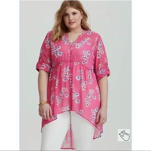 Pink Floral HI-LO Chiffon Tunic from Torrid